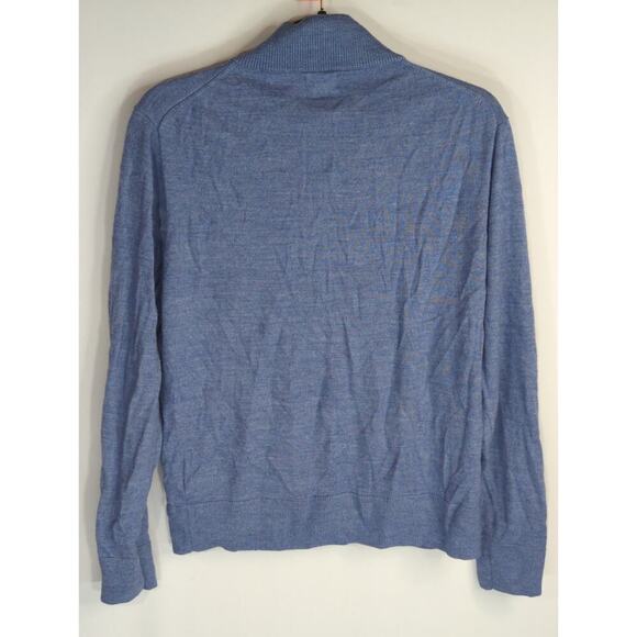 J. Crew Blue Wool & Acrylic Blend Mock Neck Quarter Zip Pullover Sweater Men's M - Picture 5 of 8